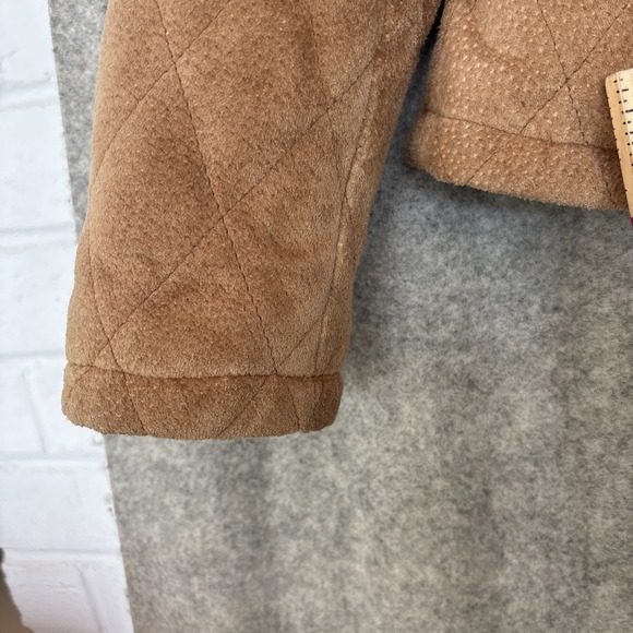 Vintage Casablanca Suede Leather Jacket Womens S Brown Zip Front Retro Coat - Picture 12 of 16